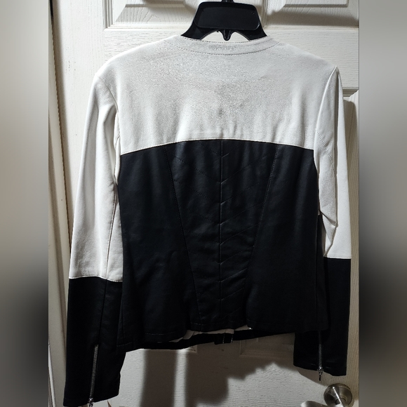 I.N.C Small Faux Leather Black and White Jacket - Picture 7 of 8
